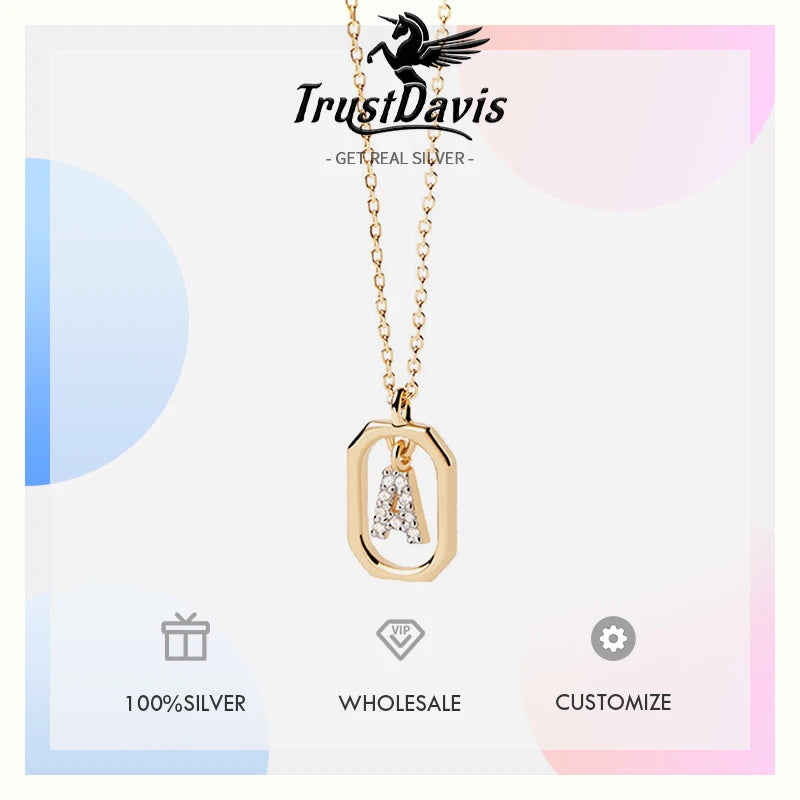 Square Hollow 26 Letter Necklace DS4772
