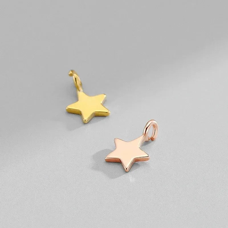 TrustDavis Real 925 Sterling Silver Star Pendant Handmade DIY Necklace Bracelet Accessories for Children Jewelry Fine DH0018