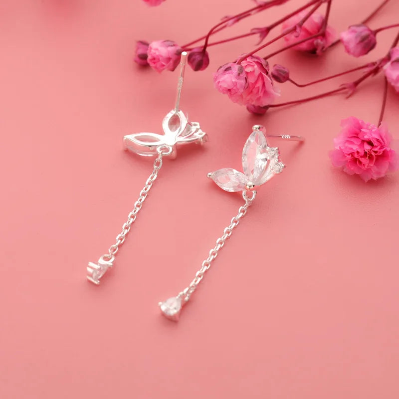 Butterfly Dazzling Chain Stud Earrings DT08