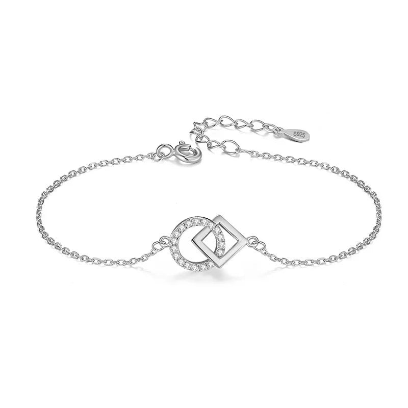 TrustDavis Real 925 Sterling Silver Bracelet For Women Wedding Valentine's Day Round Square Shiny CZ Fine Fashion Jewelry DA2975