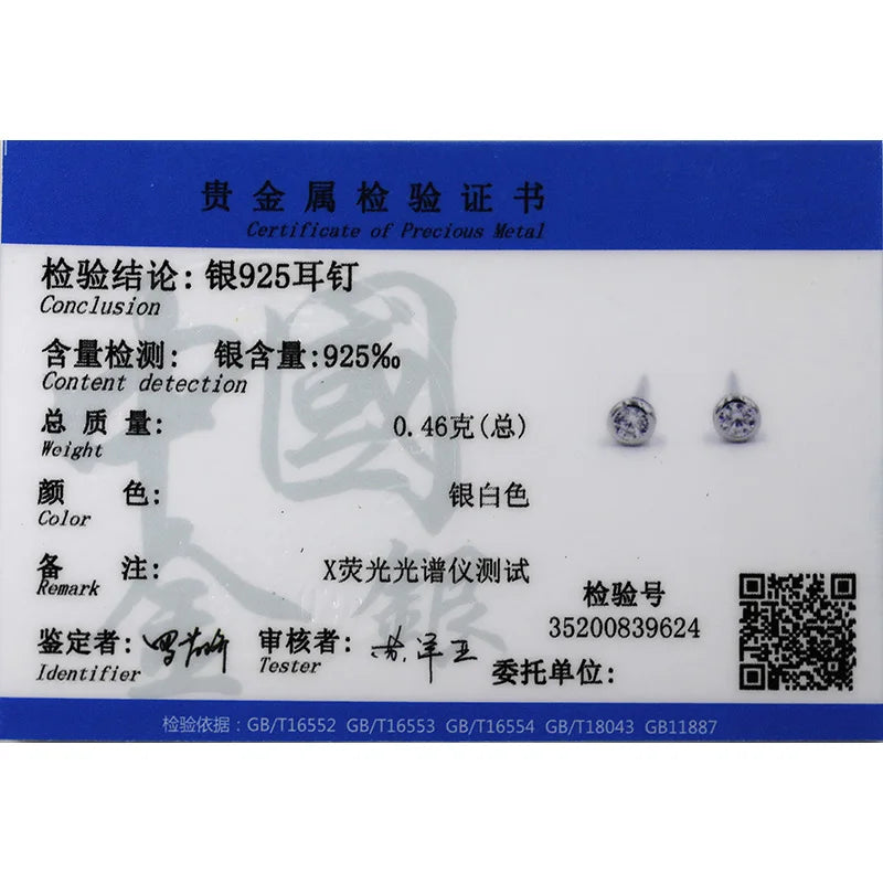 TrustDavis 925 Sterling Silver Tiny Dazzling Round CZ 4mm 5mm 6mm Stud Earring For Women Girls Kids Silver 925 Jewelry Gift DT55