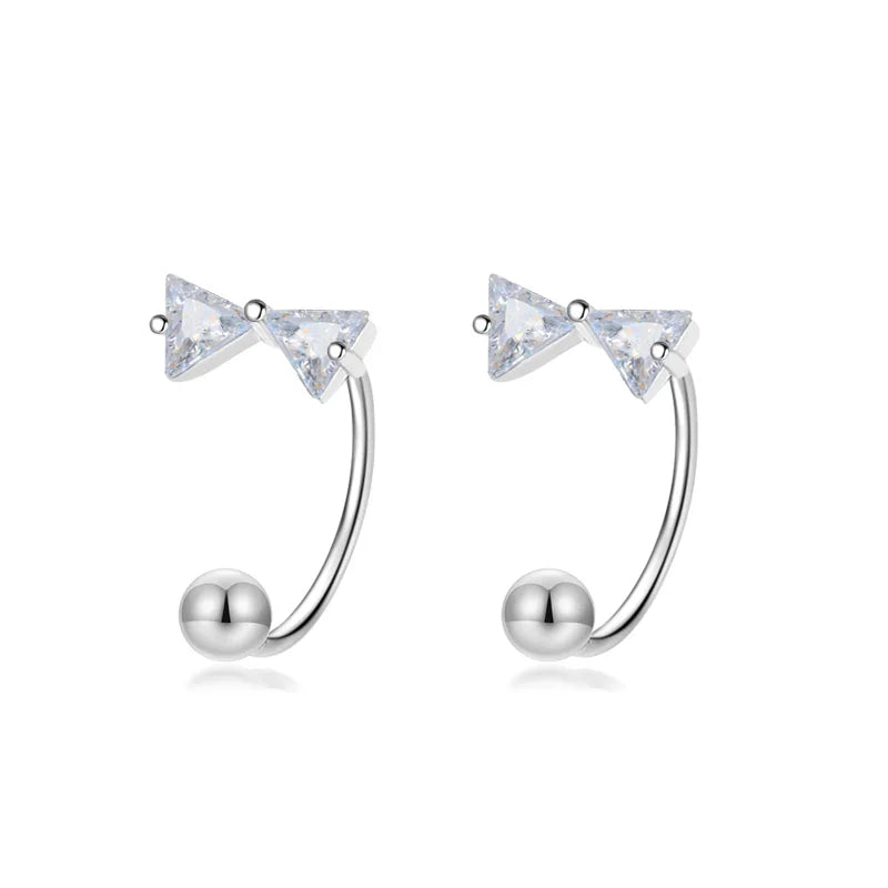 Flower Bowknot Beads Screw Stud Earrings DA2412