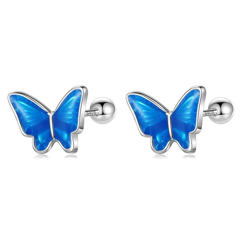 Colour Glaze Insect Butterfly Screw Earrings DF327