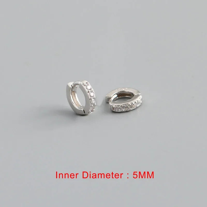 TrustDavis Luxury 925 Sterling Silver Fashion White Zircon Charm Hoop Earring For Fashion Women Wedding Party Jewelry DA2725