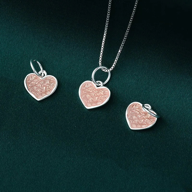 TrustDavis New Fashion Real 925 Sterling Silver Cute Romantic Heart CZ Charm Pendant Handmade DIY Accessories Wholesale DZ1648