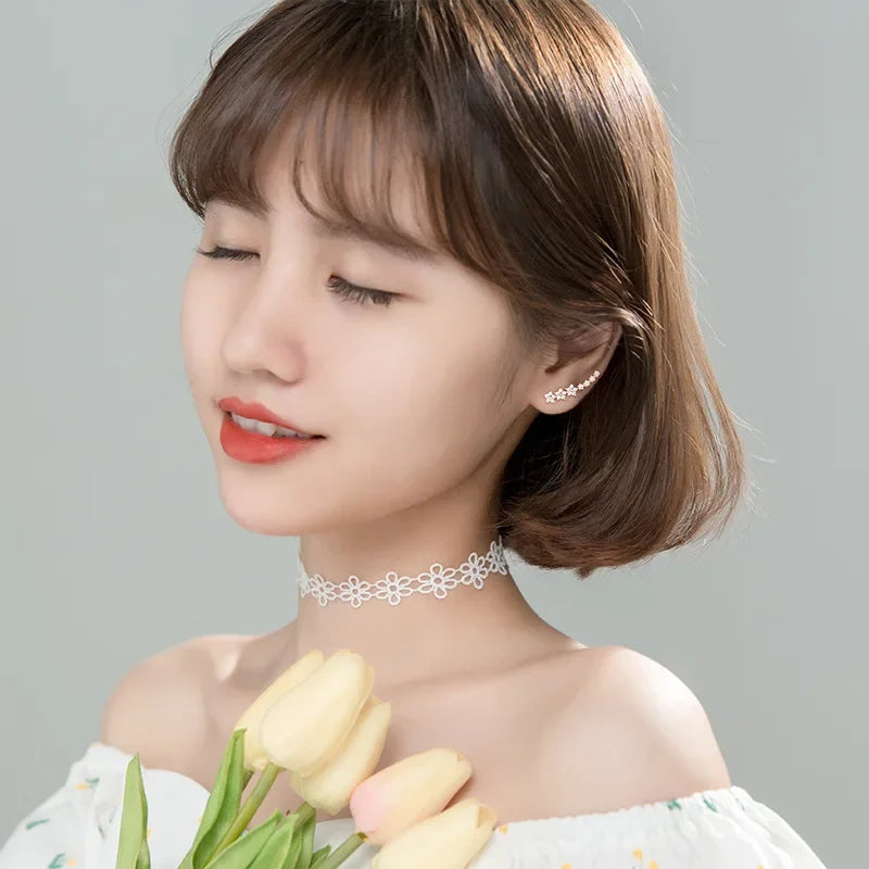 TrustDavis Real 925 Sterling Silver Fashion Sweet Star Dazzling CZ Stud Earrings For Women Wedding Fine Jewelry DA2390