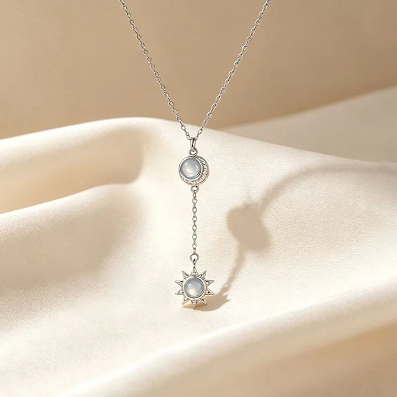Sun Moon Star Moonstone Necklace DS4919