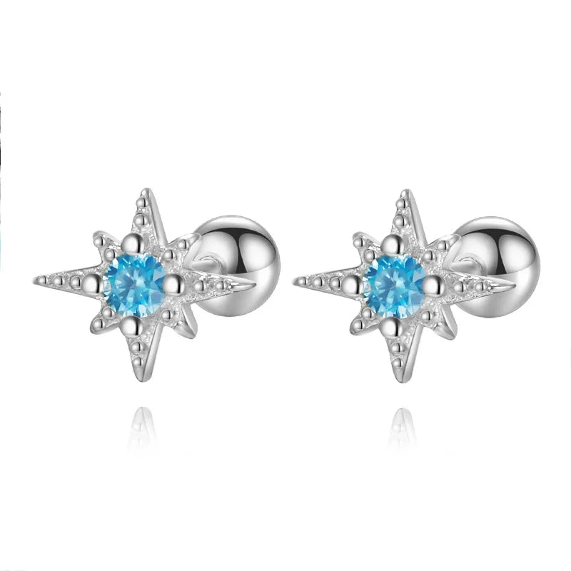 TrustDavis Girls 925 Sterling Silver Star Earrings Zircon Stud for Women Wedding Party Fine Jewelry Wholesale DS4577