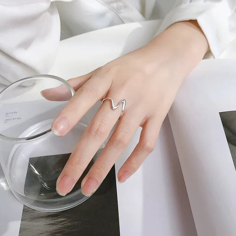 Trustdavis 100% 925 Sterling Silver Fashion Snake S Wave Cocktail Opening Ring For Women Silver 925 Ring Jewelry Gift DA343