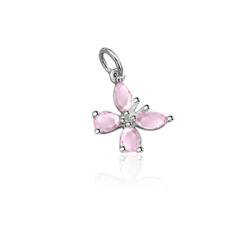 TrustDavis Real 925 Sterling Silver Sweet Zircon Butterfly Charm Pendant Handmade DIY Accessories Fine Jewelry Wholesale DZ1716