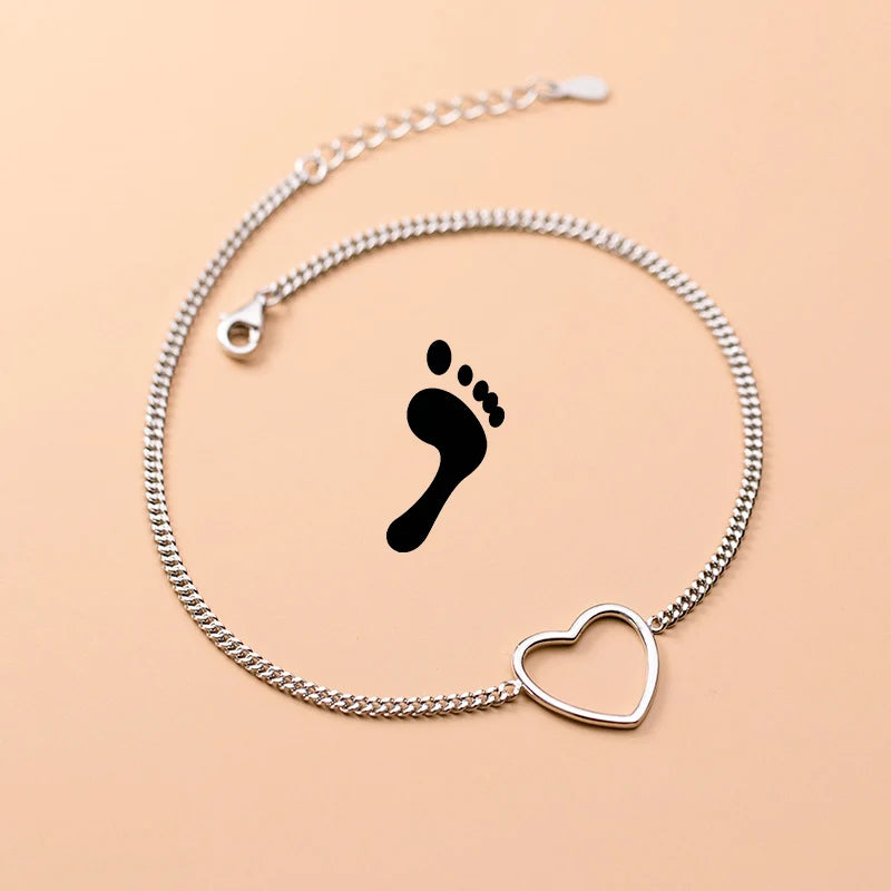 Trustdavis 925 Sterling Silver Fashion Women's Jewelry Romantic Heart Chain Anklets For Wife Best Friend Drop Shipping DA1169