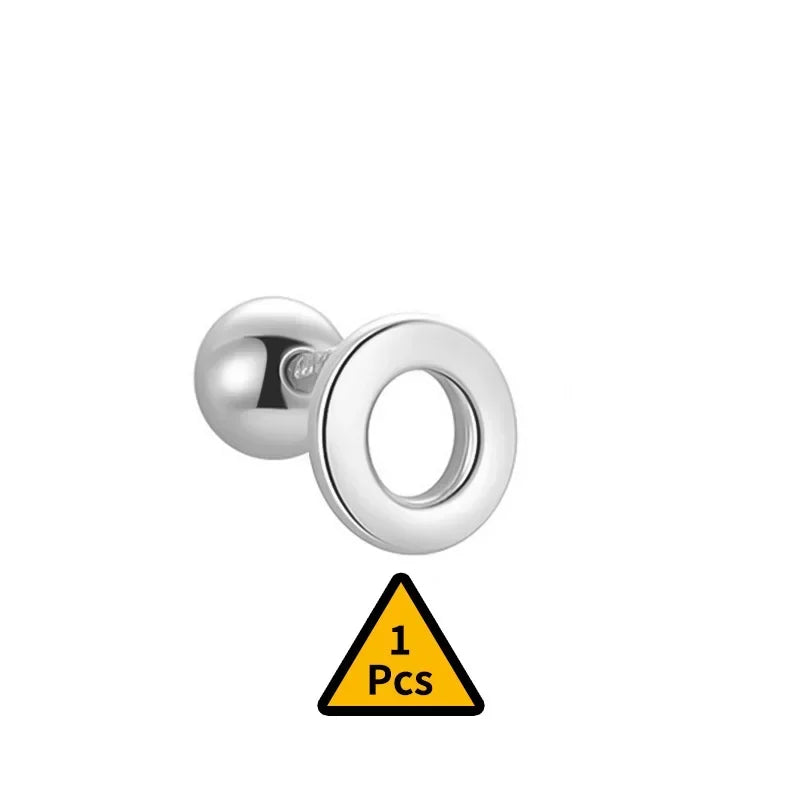 TrustDavis Real 925 Sterling Silver Stud Earrings 26 Letter CZ Screw Beads For Women Children Baby Minimalist Jewelry DA2559