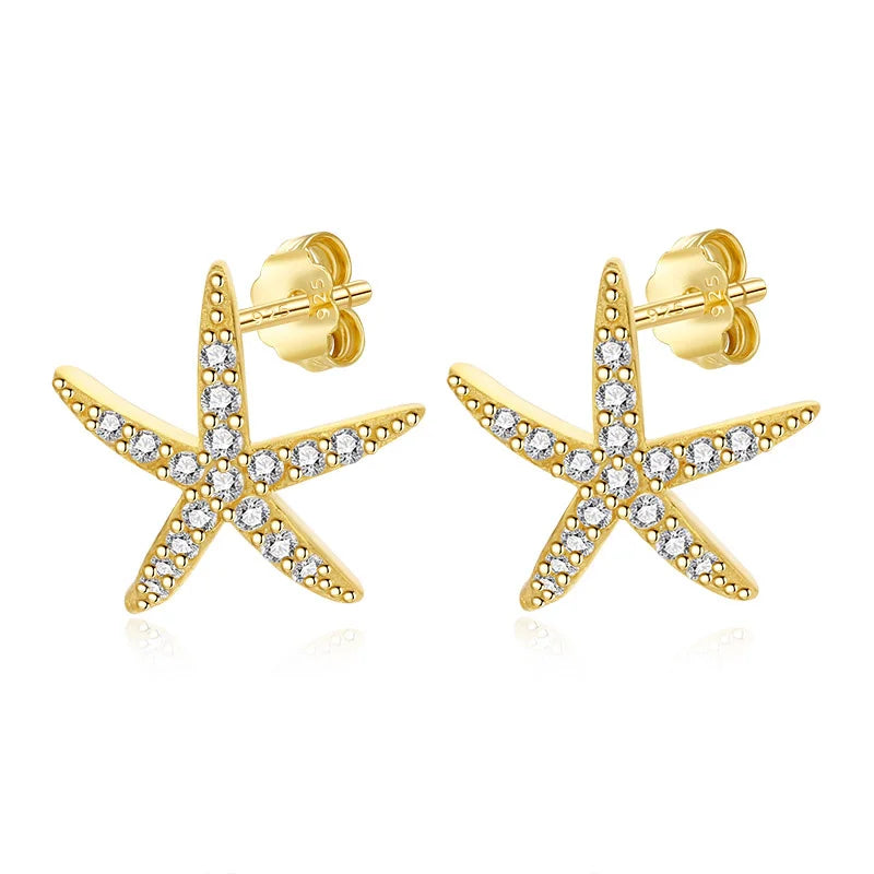 Cubic Zirconia Starfish Stud Earrings DF053