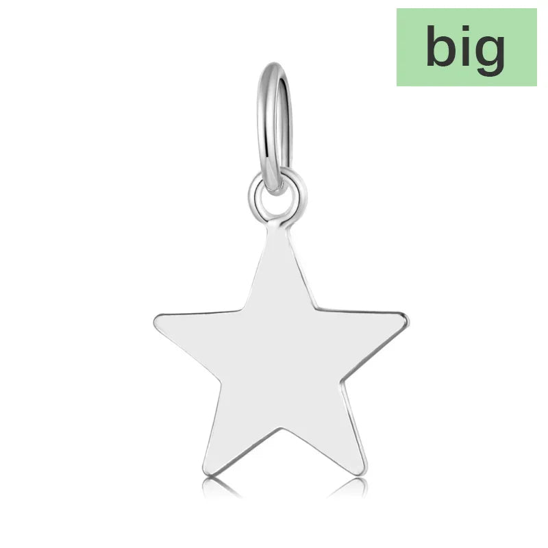 TrustDavis 5Pcs/lot Real 925 Sterling Silver Fashion Mini Star Charm Pendant Handmade DIY Accessories Jewelry Wholesale HY075