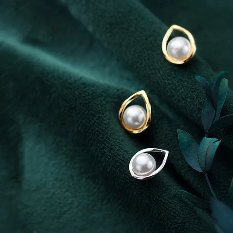 Water Drop Synthesis Pearl Stud Earring DB228