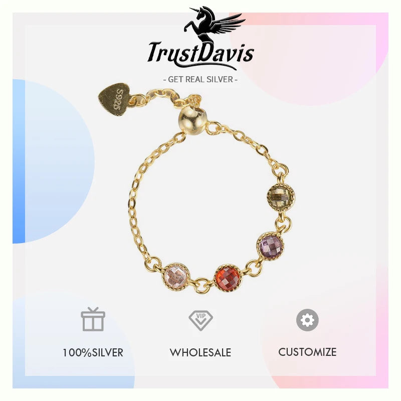 Fashion Elegant Colored Zircon Chain Ring DS4226