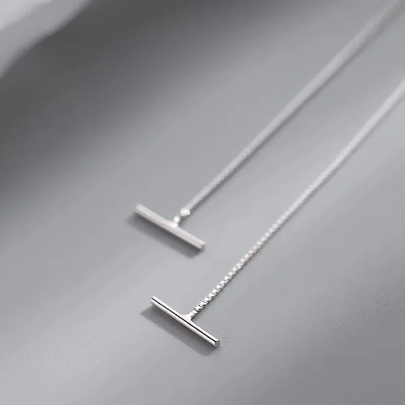 TrustDavis 925 Sterling Silver Ear Line Simple Geometric Drop Earring for Women Teens Wedding Party Fine Jewelry DS3934