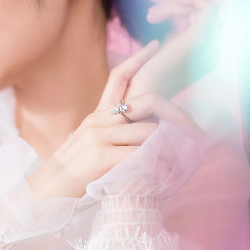 Blue Mermaid Tail Open Finger Ring DS1710