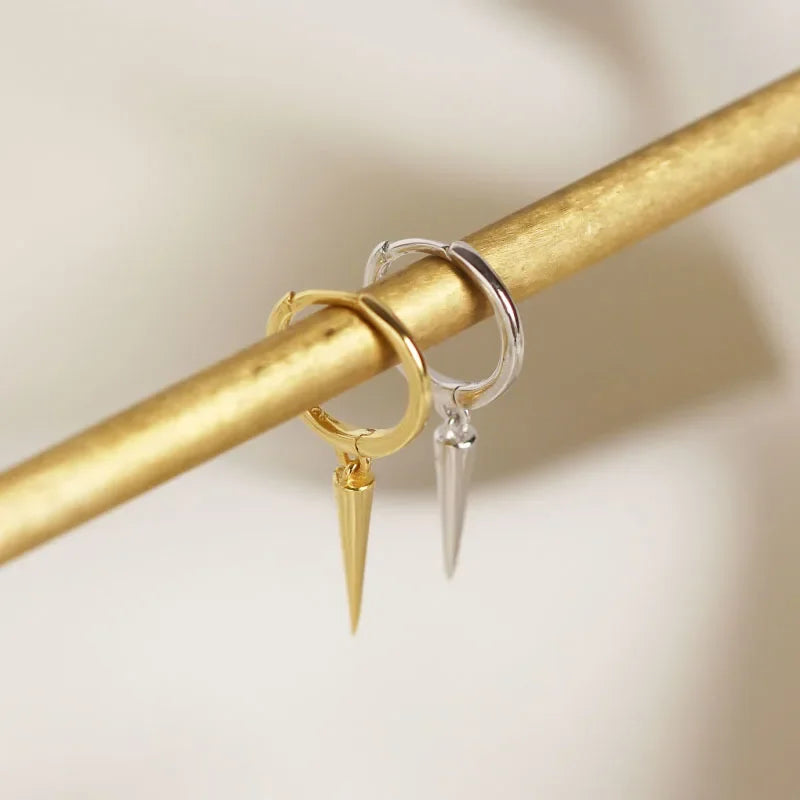 Hanging Rivet Cone Pendant Hoop Earrings DA472