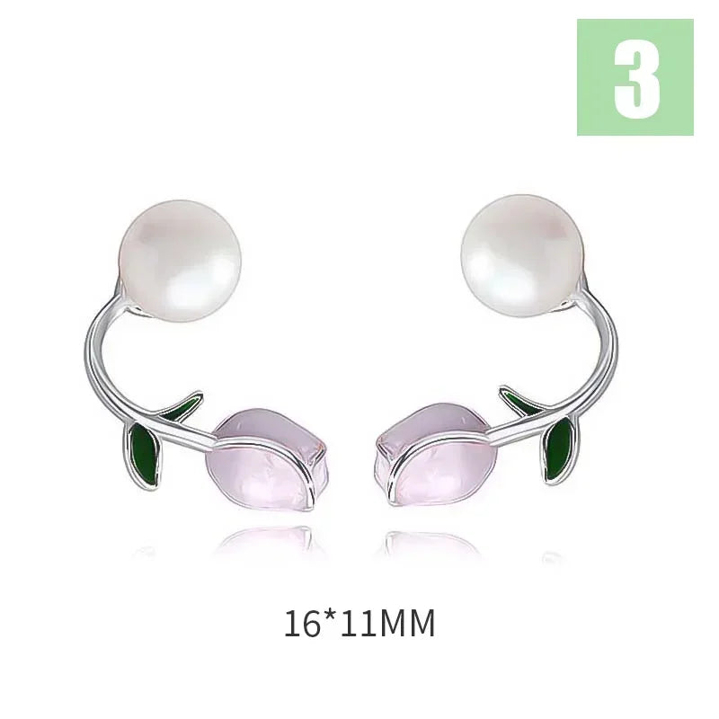 TrustDavis Girls 925 Sterling Silver Elegant Flower Stud Earrings For Women Daughter Girls Birthday Gift Jewelry DS4181