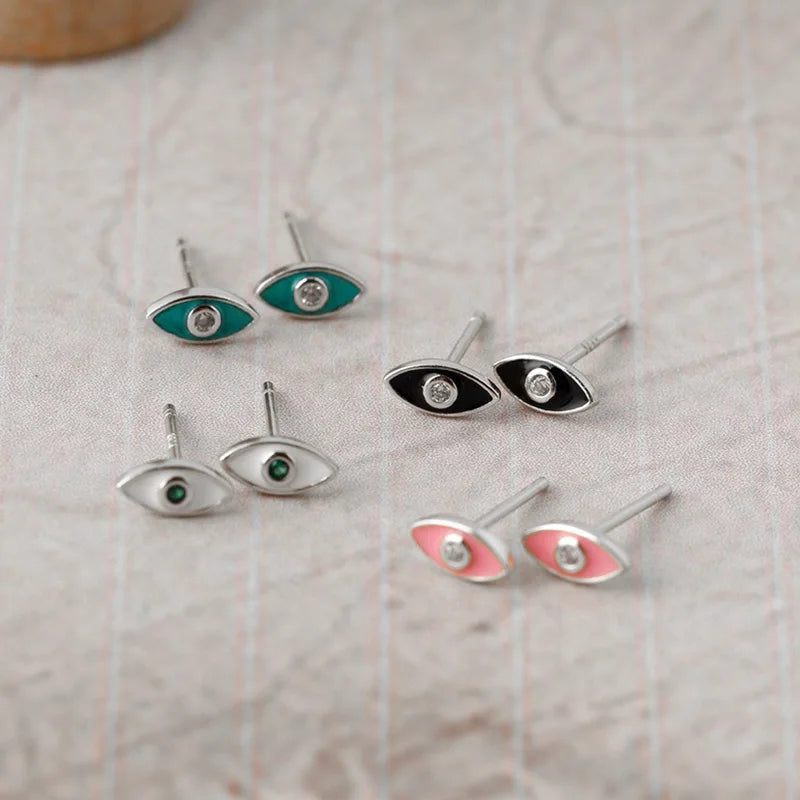 TrustDavis Real 925 Sterling Silver fashion fine small eyes Stud Earrings for Women Minimalist Jewelry DA3236