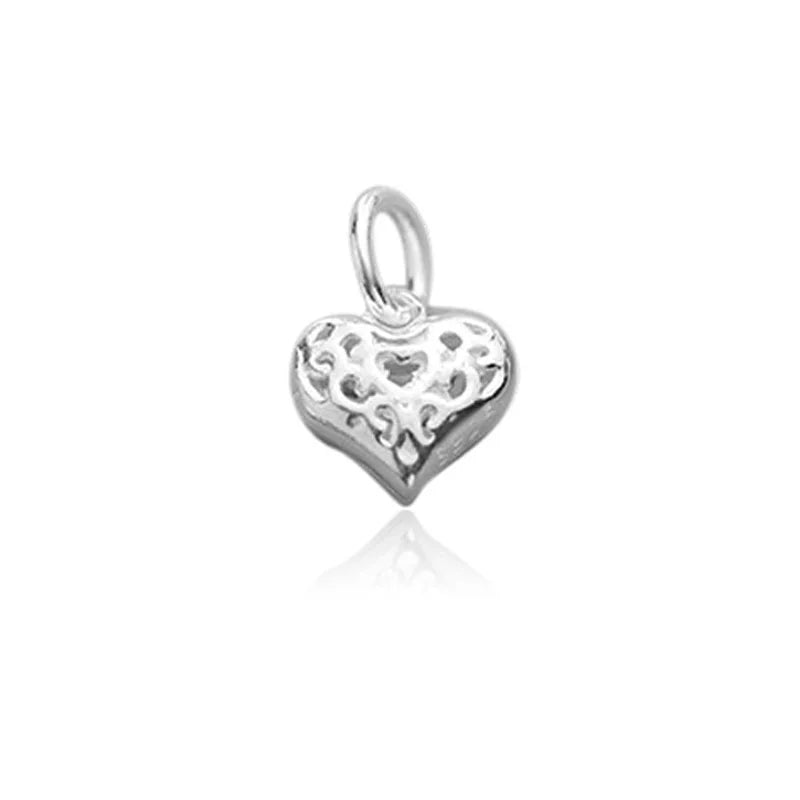 TrustDavis New Real 925 Sterling Silver Fashion Simple Hollow Heart Charm Pendant Handmade DIY Accessories Wholesale DZ1723