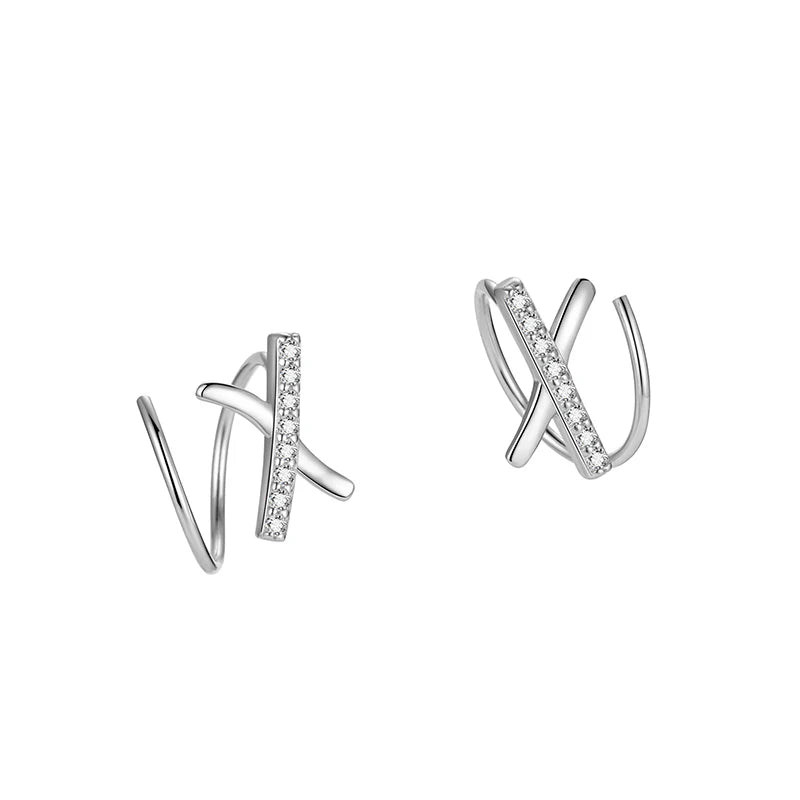 X-shaped Cross Earring Zircon Hooks for Women Girls Jewelry Gift DS4851