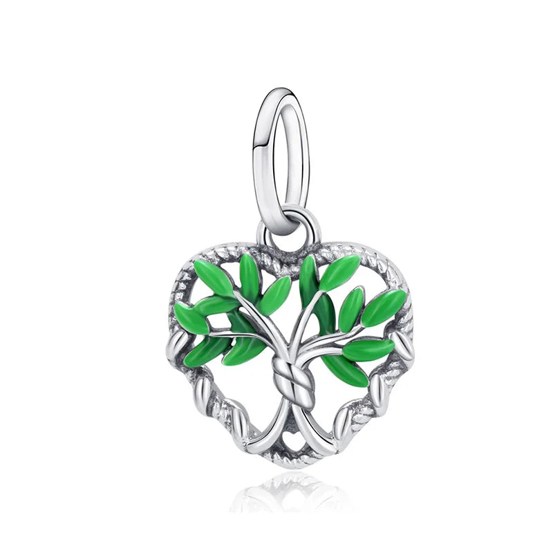 TrustDavis Real 925 Sterling Silver Charm Fashion Tree Plant Bracelet Necklace Handmade DIY Accessories Fine Jewelry DZ1632