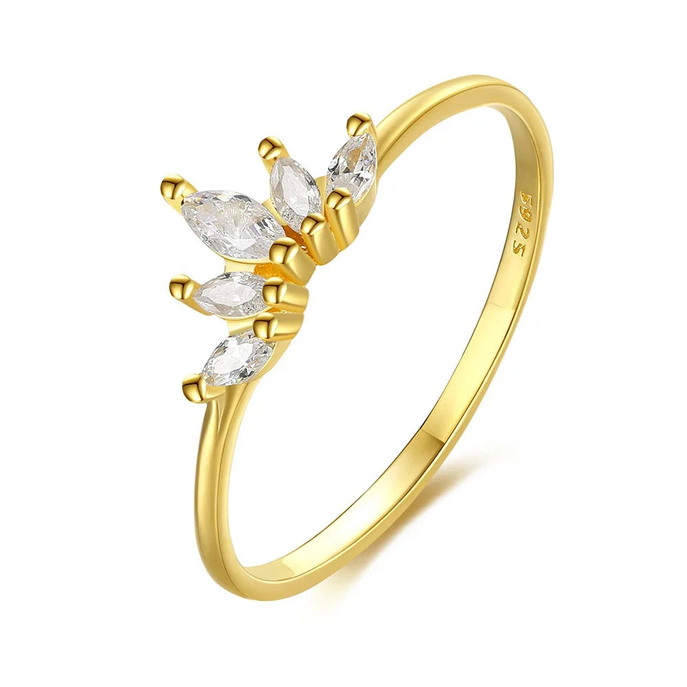 925 Sterling Silver Simple Lovely Delicate Crown Dazzling Finger Ring DA1654