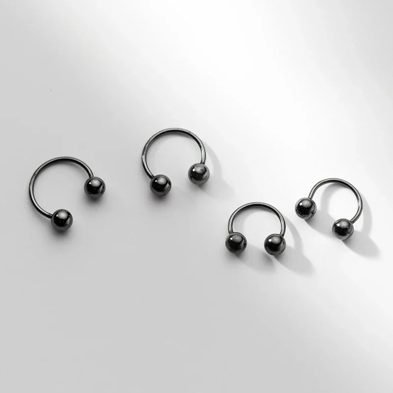 925 Sterling Silver Punk Beads Stud Earrings DS4372