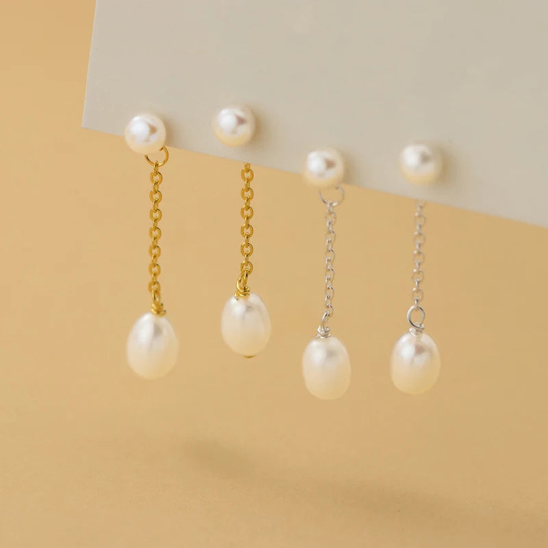 Real 925 Sterling Silver Sweet Luxury Long Tassel Stud Earrings DA3239