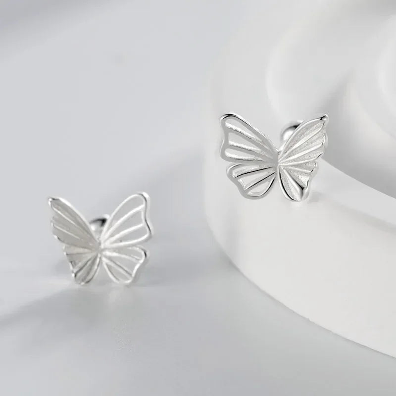 TrustDavis Girls Real 925 Sterling Silver Cute Butterfly Stud Earrings Girls Daughter Birthday Party Gift Jewelry DS4298