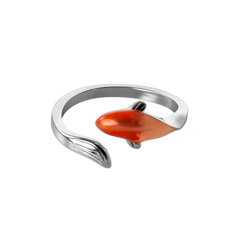 TrustDavis New 925 Sterling Silver Jewelry Opening Rings Size Fish Cocktail Ring Gift For Women S925 Ring Jewelry DD1004