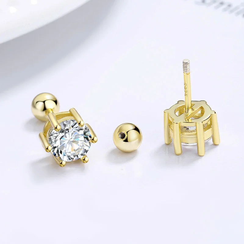 Six Claw Zircon CZ Screw Stud Earrings DS3472