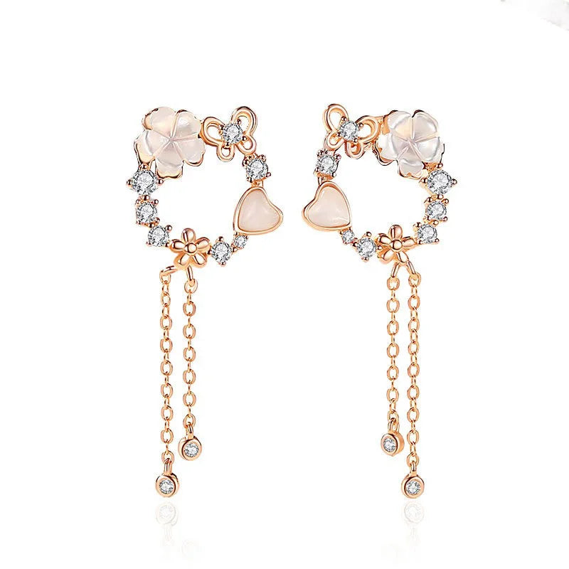 Flower Butterfly Heart Earrings Necklace Set DS4277