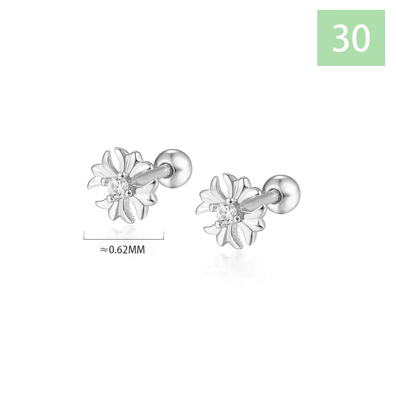 Geometric Zircon Screw Stud Earrings DS4644