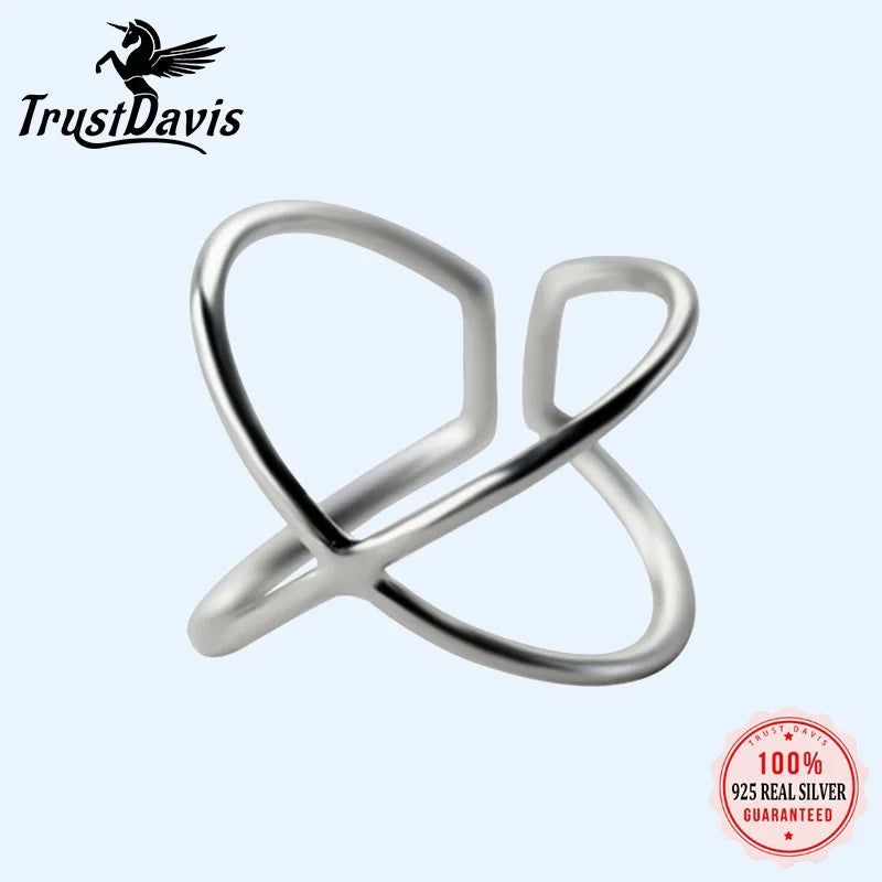 Double Line Opening Rings Elegant Cross Ring DS296