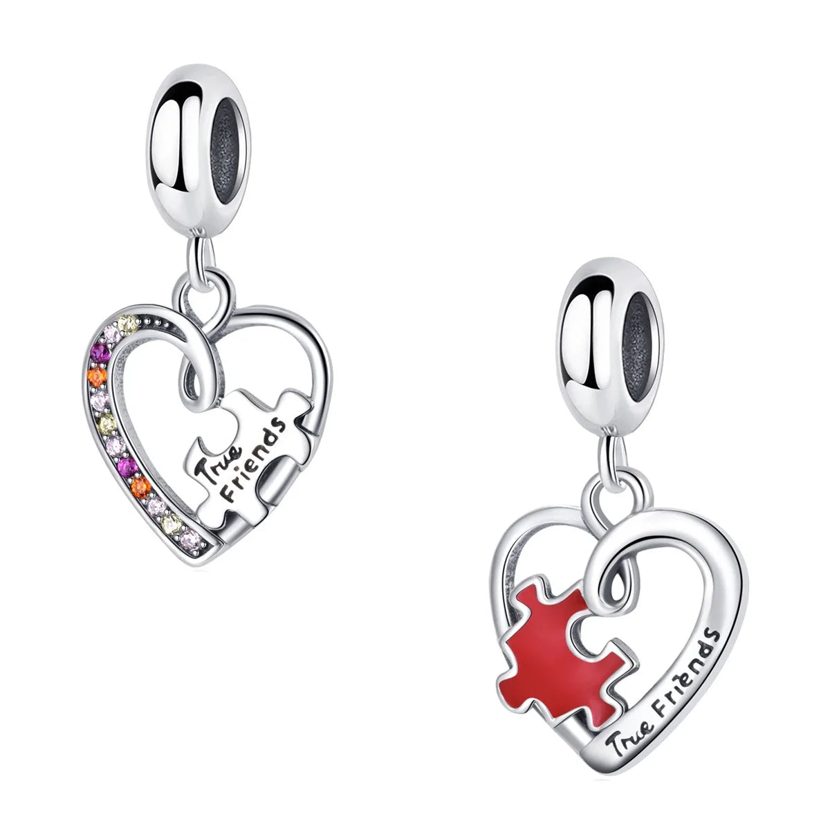 TrustDavis New Real 925 Sterling Silver Fashion Cute Romantic Heart Charm Pendant Handmade DIY Accessories Wholesale DZ1633