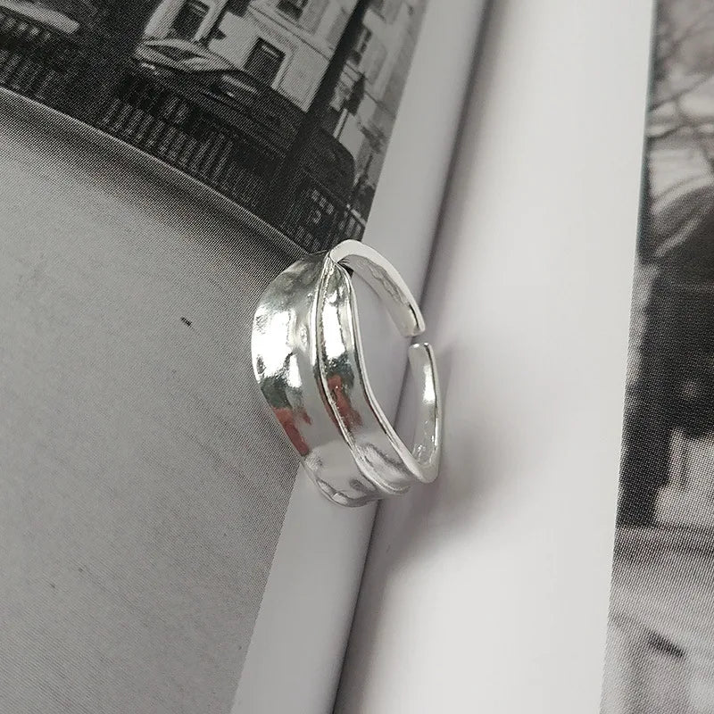 TrustDavis Real 925 Sterling Silver Geometric Leaves Adjustable Ring for Women Party Fine Jewelry DD1225