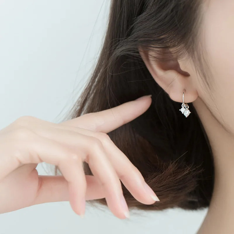 Trustdavis Womens Fashion 100% 925 Sterling Silver Gothic Dazzling CZ Stud Earrings For Wedding Party Silver 925 Jewelry G6120