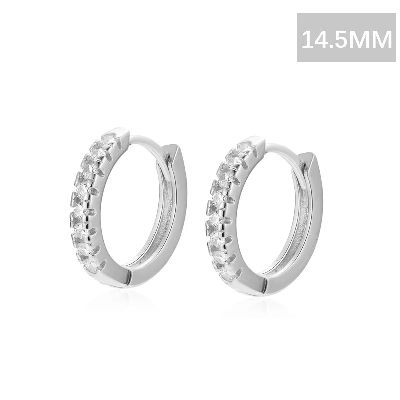 TrustDavis Real 925 Sterling Silver CZ Round Earring Geometric Hoop Earring for Women Wedding Party Fine Jewelry Gift DR0064