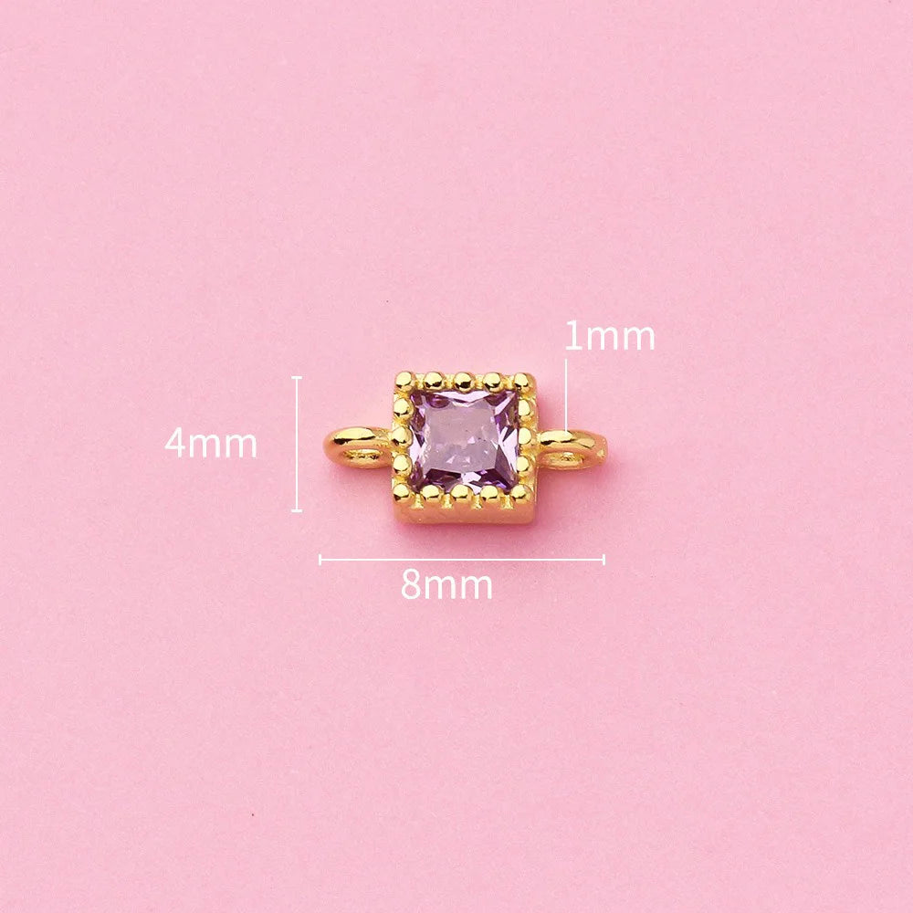 Simple Double Ring Square Charm Pendant Handmade DIY Accessories DZ1659