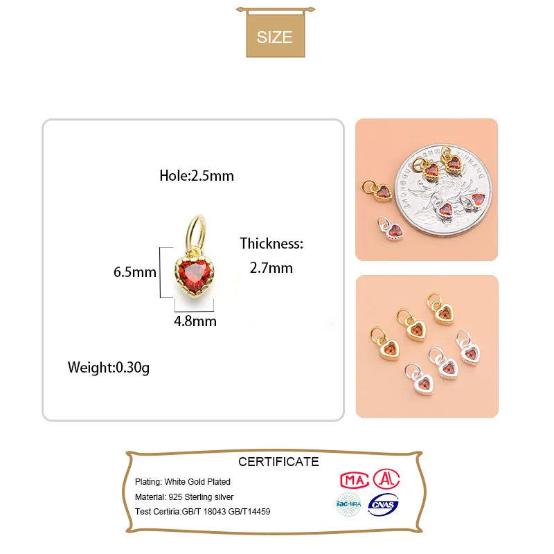 Romantic Heart Red CZ Charm Pendant HY049