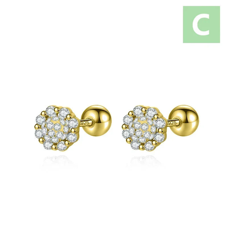 Trustdavis Real 925 Sterling Silver Fashion Cute Stars Planets Stud Earrings for Women Wedding Birthday Present Jewelry DA3207