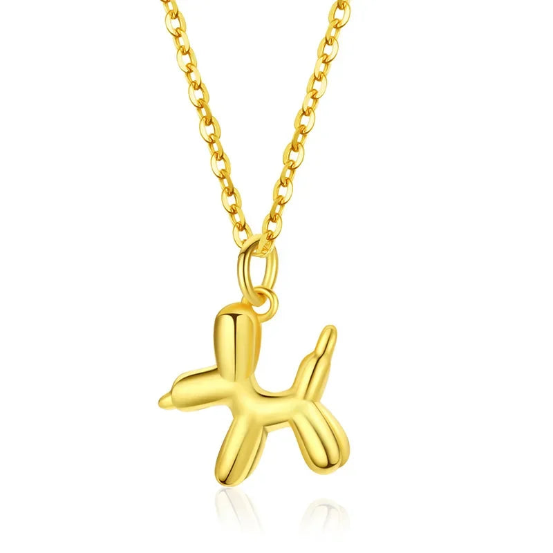 TrustDavis Real 925 Sterling Silver Fashion Animal Balloon Small Dog Necklace for Women Wedding Valentine's Day Jewelry DA2672