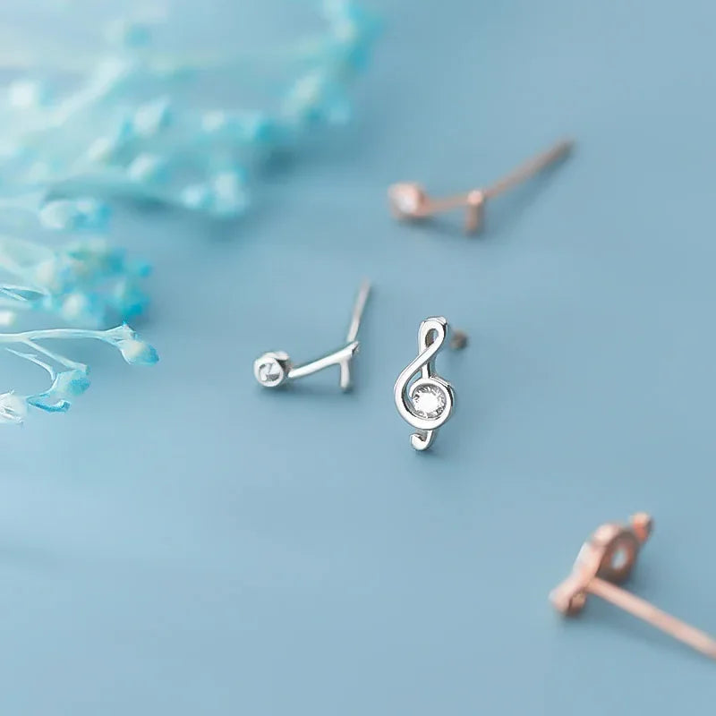Trustdavis Girls Real 925 Sterling Silver Music Note Stud Earrings Girls Daughter Birthday Party Gift Jewelry DS4276