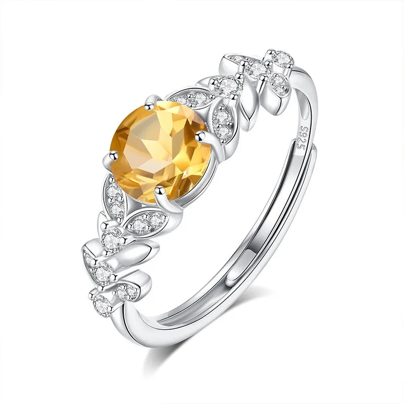 Natural Crystal Stone Adjustable Leaf Ring DS4423