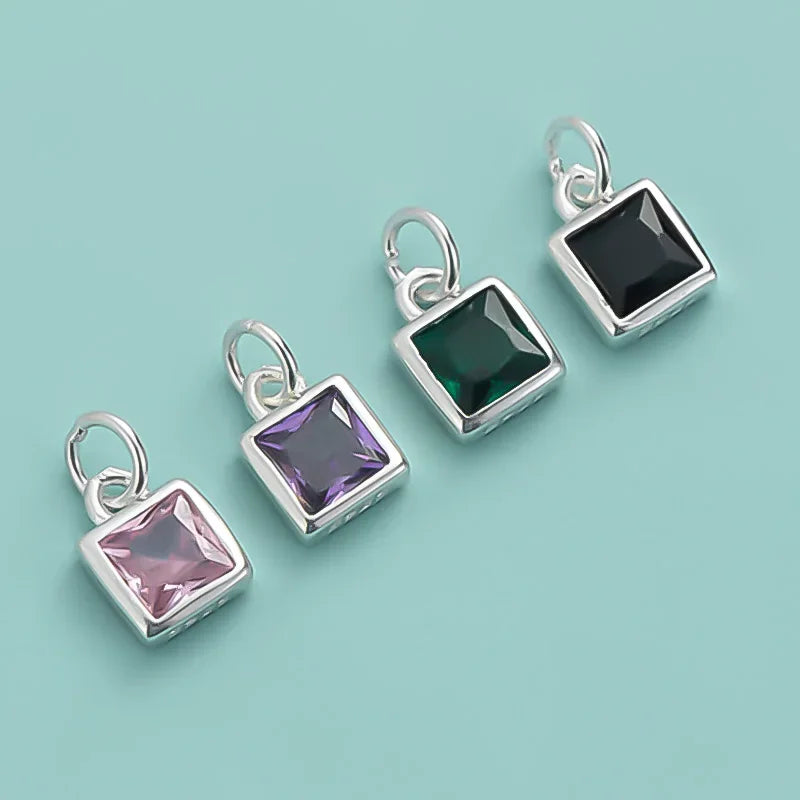 Square Zircon Pendant DIY Accessories Jewelry DZ1033