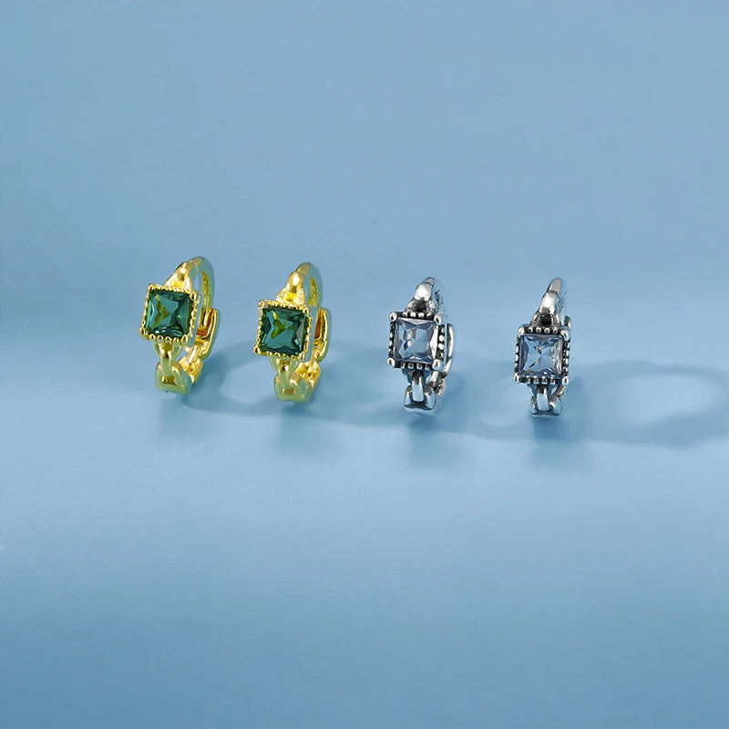 TrustDavis Girls 925 Sterling Silver Geometric Zircon Mini Hoop Earrings for Girls Wedding Party Fine S925 Jewelry DS4627