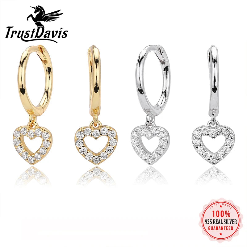 Heart-shaped Zircon Drop Earrings for Women Gift Jewelry DS4230